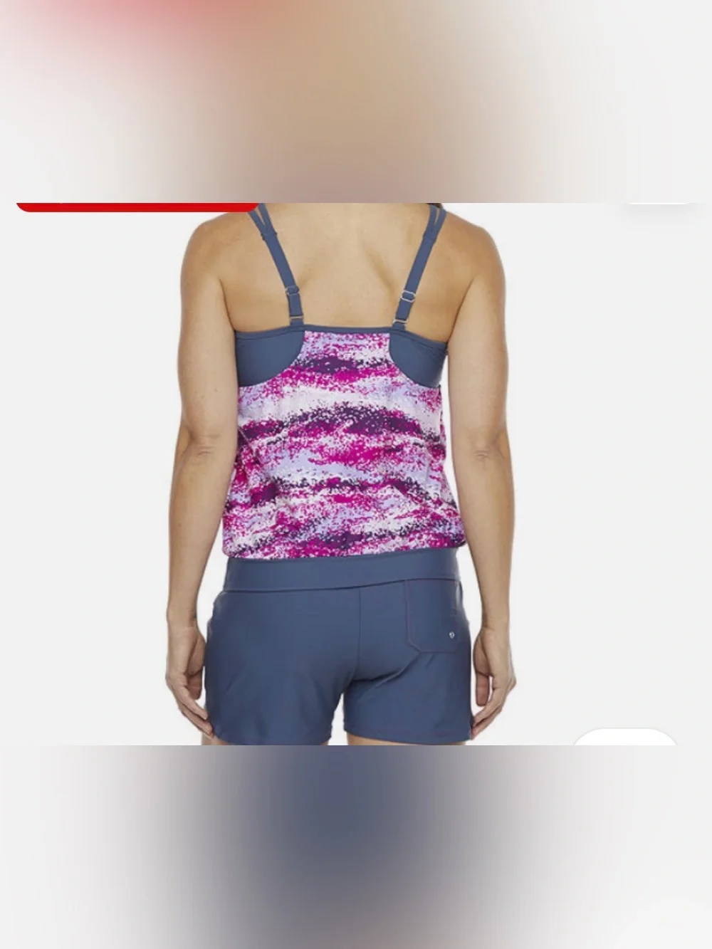 Free Country Blouson Swimsuit Tankini Top‎ Size Medium Color: Magenta Slate